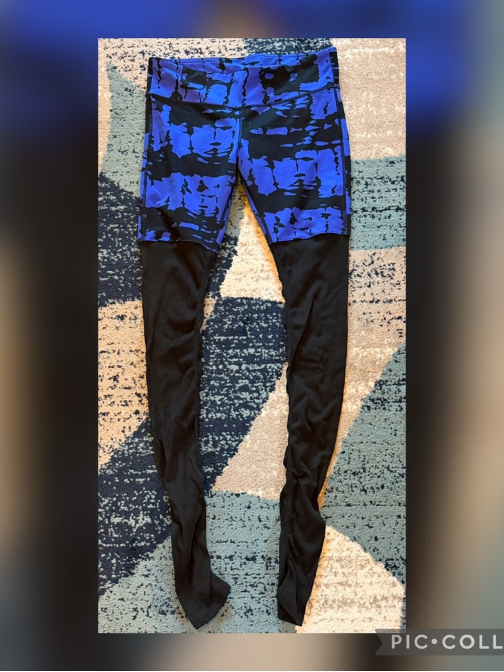 Alo Yoga High Waist Leggings Blue/Black Abstract Print Size Large